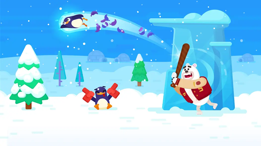 The scene features snow-covered trees and igloos, capturing the playful and whimsical spirit of Bouncemasters.